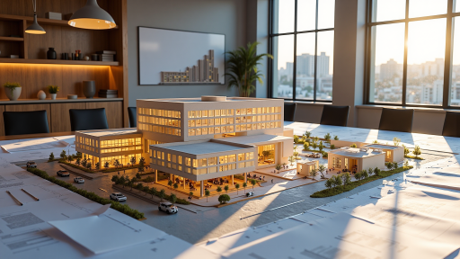 大型制造企业办公楼外观，现代建筑风格，体现企业规模与实力